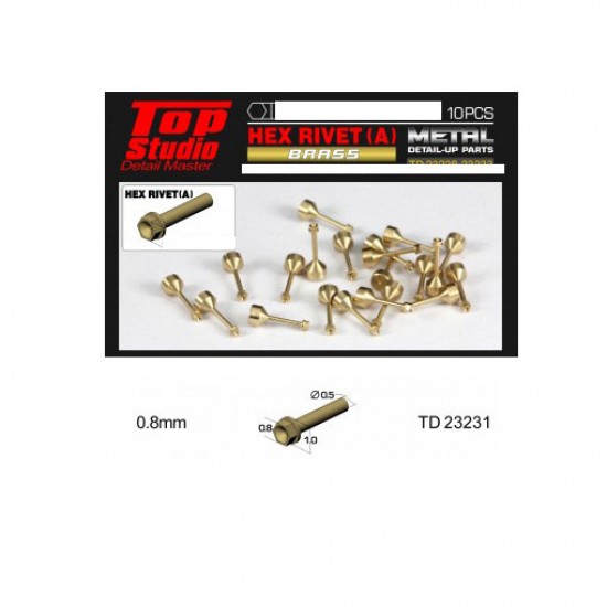 0.8mm Hex Rivets Ver. A #Brass (10pcs)