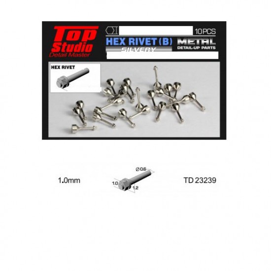 1.0mm Hex Rivets Ver. B #Silvery (10pcs)