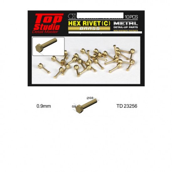 0.9mm Hex Rivets Ver. C #Brass (10pcs)