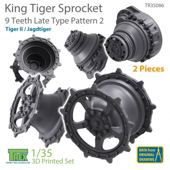 1/35 KingTiger 9 Teeth Sprockets Late Type Pattern 2 (2pcs)