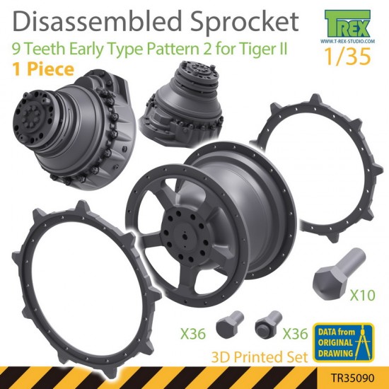1/35 Disassembled KingTiger Sprocket 9 Teeth Early Type Pattern 2 (1pc)