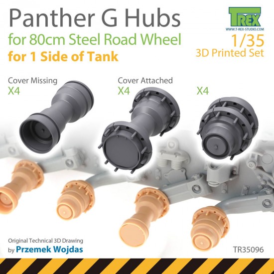 1/35 Panther G Steel Road Wheel Hubs Set (for 1 side of tank) for Takom/Dragon