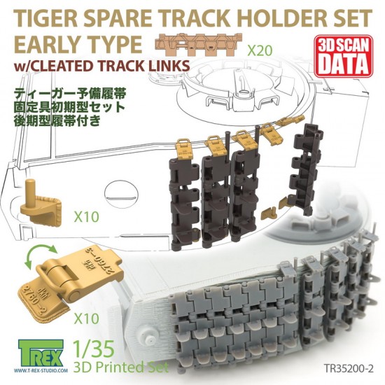 1/35 Spare Track Holder Set with Cleated Track for Tiger I Mid Production