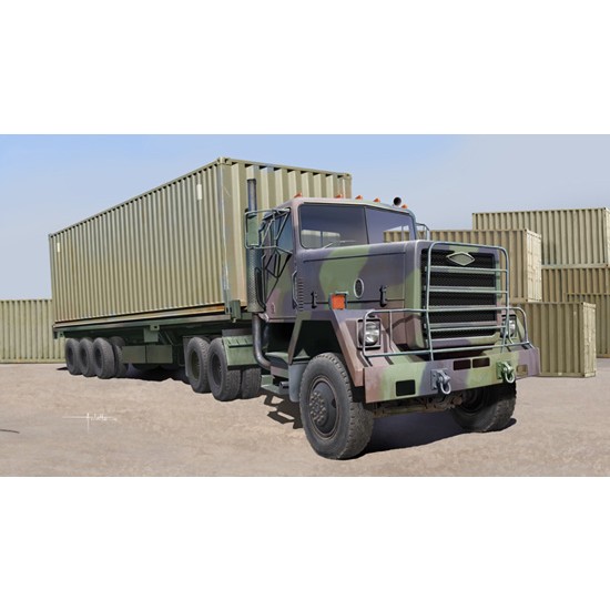 1/35 M915 Tractor with M872 Flatbed Trailer and 40FT Container