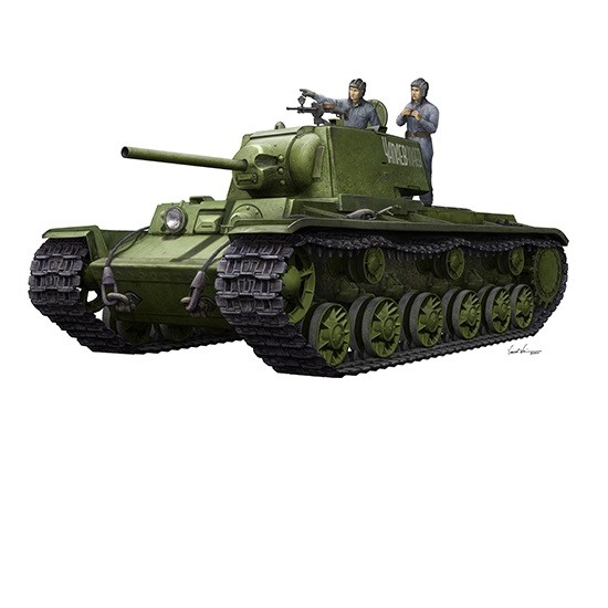 1/35 KV-1 1942 Simplified Turret Tank w/Tank Crew