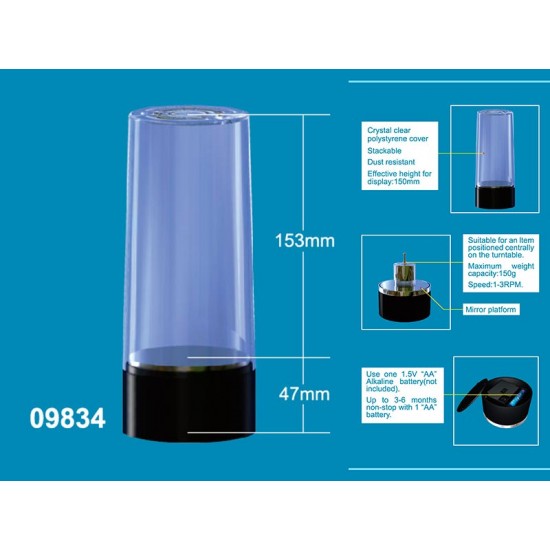 Battery Operated Round Mirrored Display Turntable (84mm x 200mm / 3")