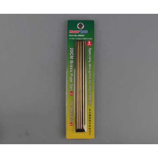 20cm Brass Pipe Set 3 (8pcs, dia: 1.1, 1.2, 1.3, 1.4mm)