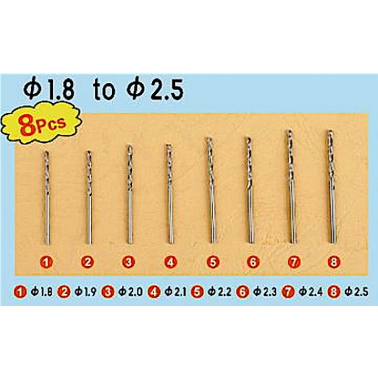 Twist Drilling Auger Bits Set 3 (8pcs, Diameter: 1.8mm-2.5mm)