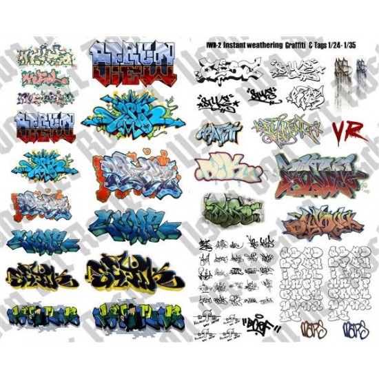 1/24-1/35 Instant Weathering Decals #2 - Graffiti, Tags and Letters