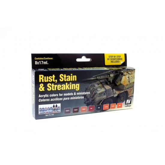 Model Colour Acrylic Paint Set - Rust, Stain and Streaking (8x 17ml)