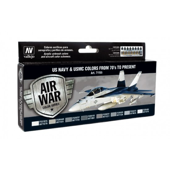 Model Air Acrylic Paint Set - US Navy and USMC Colours from 70's to present (8 x 17ml)