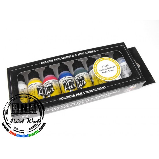 Acrylic Model Air Paint Set - Basic Colors (8 x17ml)