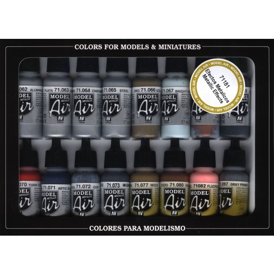 Model Air Paint Set - Metallic Effects Colours (16 x 17ml)