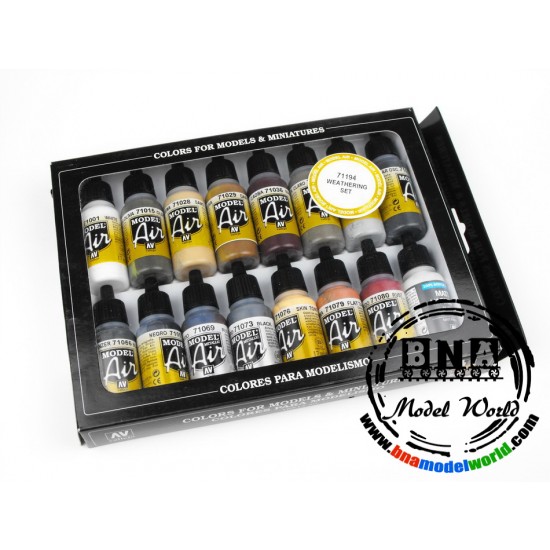 Weathering Model Air Color Paint Set (16 Colors) 17ml Bottle Acrylic