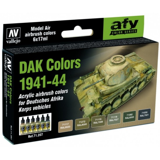 AFV Acrylic Airbrush Paint Set - DAK Colours 1941-1944 (6 x 17ml)