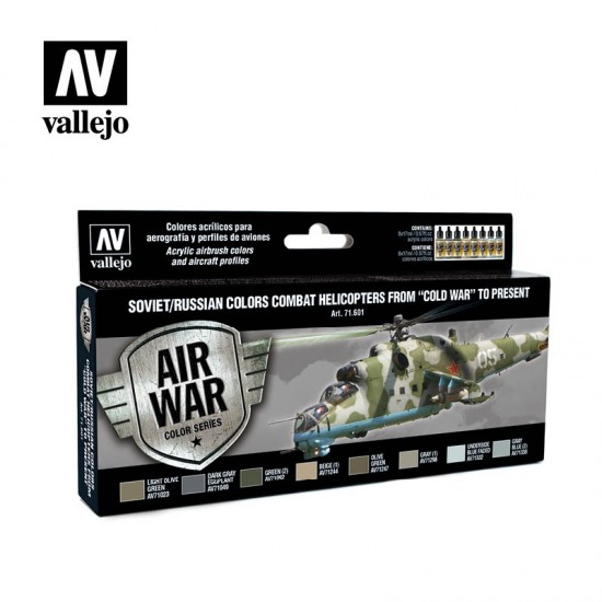 Model Air Acrylic Paint Set - Post WWII to Present Soviet / Russian Helicopters (8 x 17ml)
