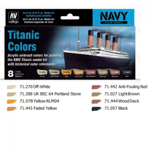 Acrylic Navy Colour Paint Set - Titanic (8x 17ml)