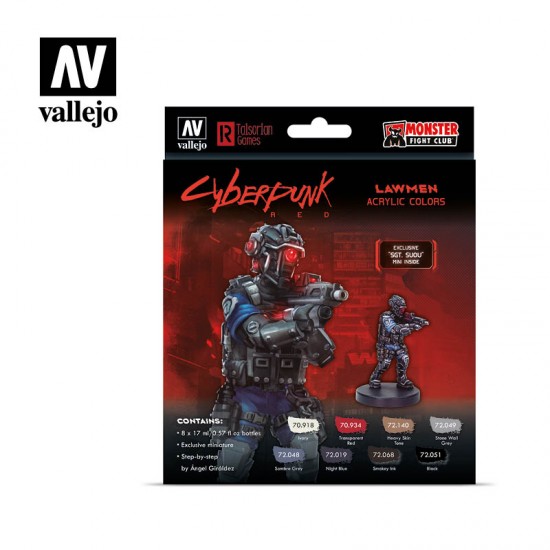 Acrylic Paint Set - Cyberpunk Red Lawmen (8 x 17 ml/0.57 fl oz w/Figure)