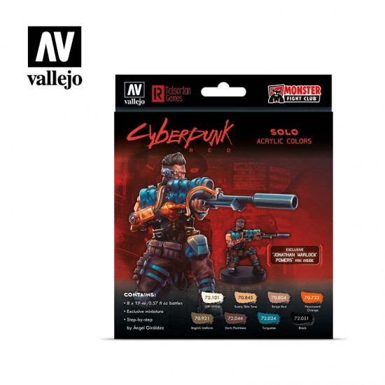 Acrylic Paint Set - Cyberpunk Red Solo (8 x 17 ml/0.57 fl oz w/Figure)