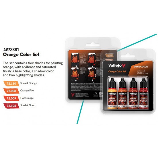 Acrylic Paint Set - Game Colour #Orange (4x 18ml)