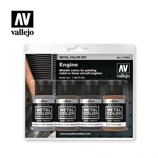 Water-Based Metallic Colours Paint Set - Engine (4 x 32ml)