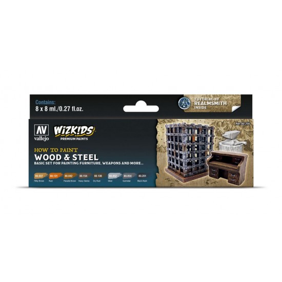 Acrylic Paint Set - Wizkids Premium #Wood & Steel (8x 8ml/0.27fl.oz.)