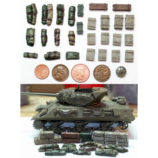 1/48 Tents, Tarps & Crates #1 (27 pieces, 16 Crates & 11 Rolls)