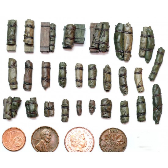 1/56 (28mm Scale) Wargame Stowage Set - Tents, Tarps & Crates #3 (27pcs)