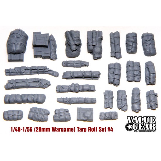 1/56 (28mm Scale) Wargame Stowage Set - Tents, Tarps & Crates #4 (26pcs)