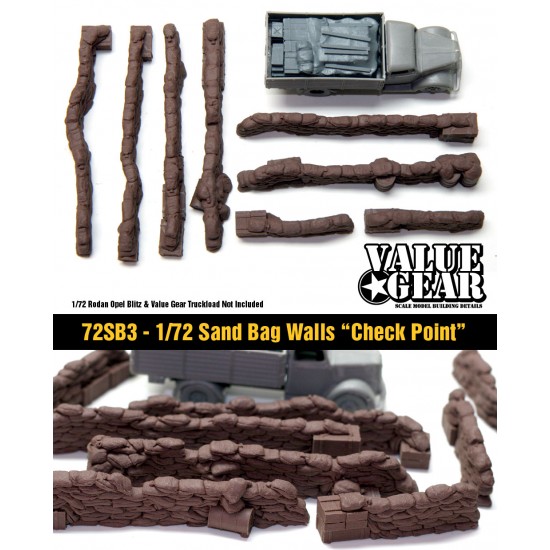 1/72 Sandbags Walls "Check Point" (8 pieces)
