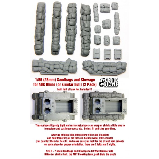 28mm Scale Sandbags and Stowage for WarHammer Rhino (2 Packs)