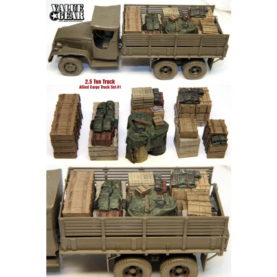 1/35 WWII US Half 2.5ton Allied Cargo Truck Loads Set #1 (8pcs)