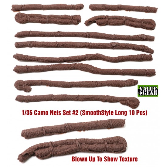 1/35 Camouflage Nets Stowage Set #2 (Smoother Style, 10pcs, Longest Roll: 15.24cm long)