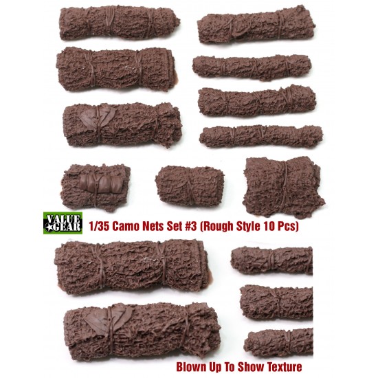 1/35 Camouflage Nets Stowage Set #3 (Rough Style, 10pcs, Longest Roll: 5.08cm long)