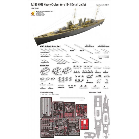 1/350 SMS Yorck Cruiser Detail Set for Trumpeter kit #05351