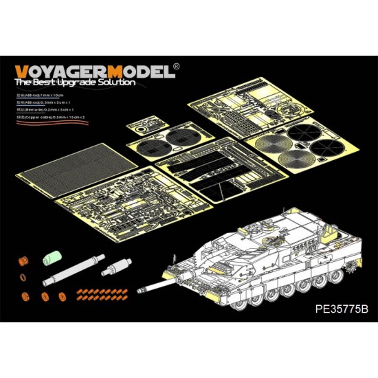 1/35 Modern German Leopard 2A5 Basic Detail Set w/Gun Barrel for Tamiya kit #35242