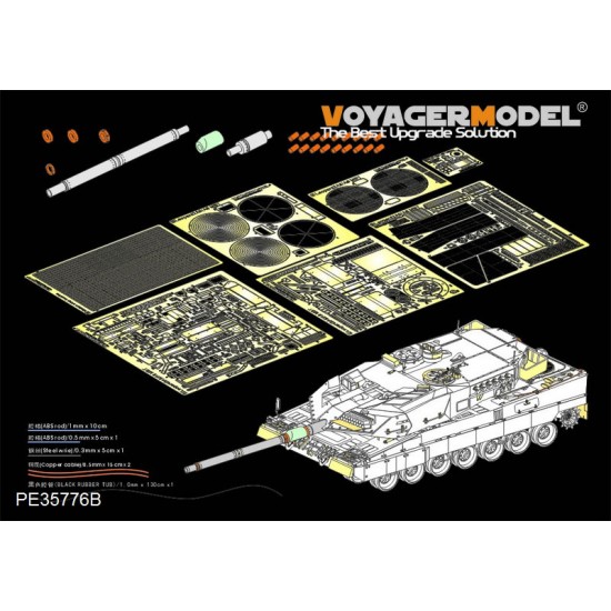 1/35 Modern German Leopard 2A6 Basic Detail Set w/Gun Barrel for Tamiya kit #35271