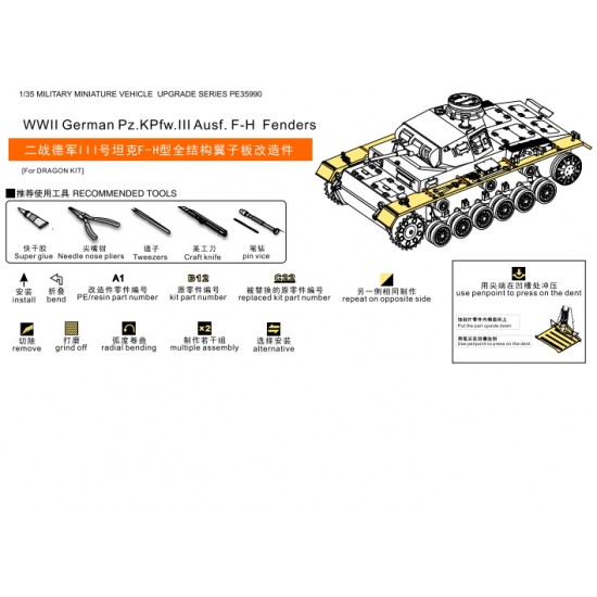 1/35 WWII German PzKPfw.III Ausf. F-H Fenders for Dragon Models