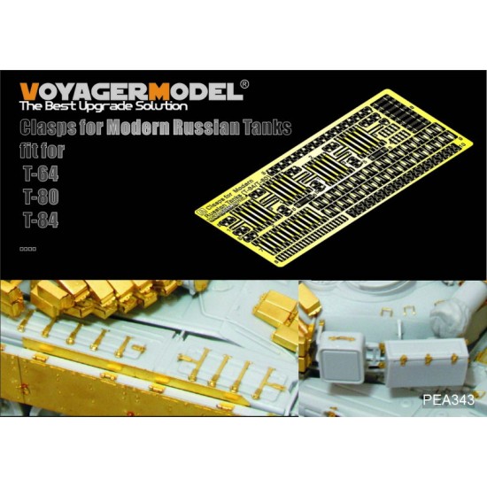 1/35 Modern Russian Tanks T-64/T-80/T84 Clasps for Universal Use (1 Photo-Etched sheet)