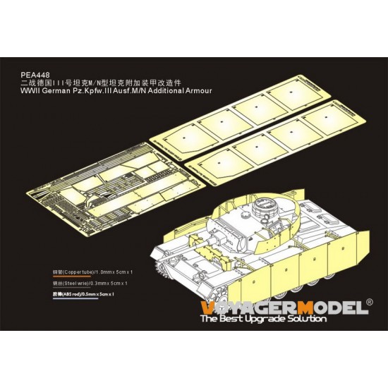 1/35 WWII German PzKpfw.III Ausf.M/N Additional Armour Detail Set for Takom Model