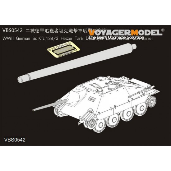 1/35 WWII German SdKfz.138/2 Hetzer Tank Destroyer Late Version Gun Barrel