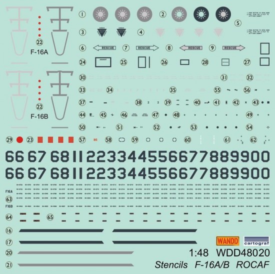 1/48 ROCAF F-16A/B Stencils & Markings Decal