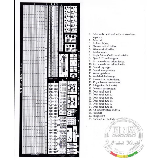 Upgrade parts for 1/350 Southampton Class Cruiser (2pcs))