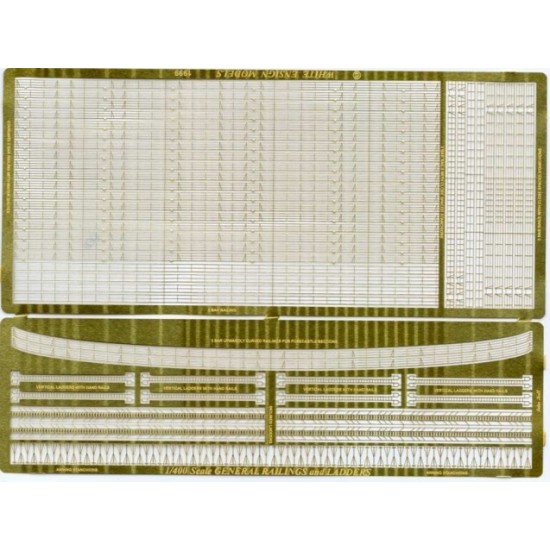 1/400 Extrafine 3-Bar Rails & Ladders Set for Heller kit (1 Photo-Etched Sheet)