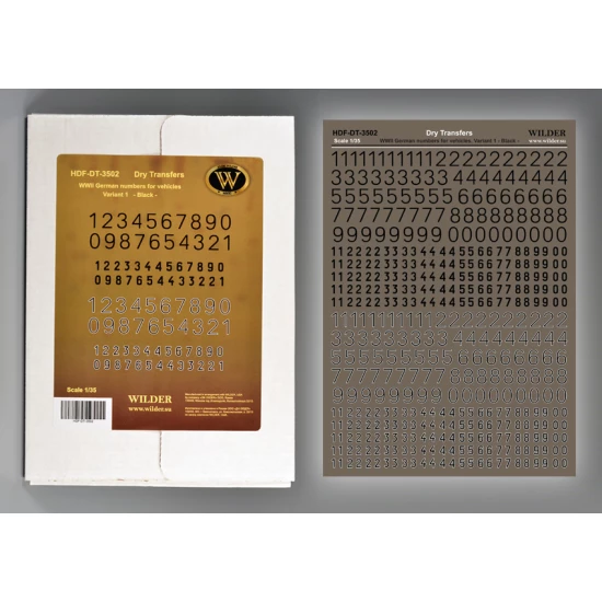 1/35 Dry Transfer - WWII German Numbers for Vehicles Variant 1 (Black)