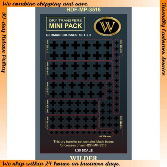 1/35 Dry Transfer - German Crosses for HDF-MP-3515 Set 2.2 (Black Bases) 