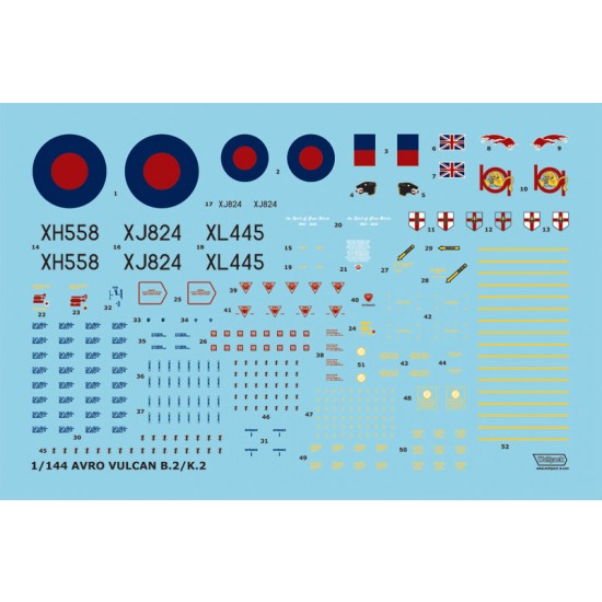 1/144 Avro 698 Vulcan Decals Part.1 for Great Wall Hobby / Pit-Road kit