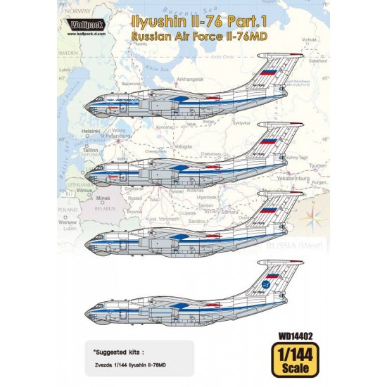 1/144 Ilyushin Il-76 Decals Part.1 - Russian Air Force Il-76MD for Zvezda kits
