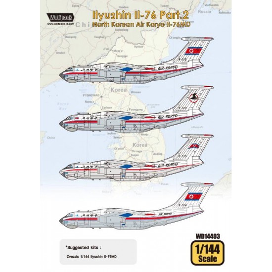 1/144 Ilyushin Il-76 Decals Part.2 - North Korean Air Koryo Il-76MD for Zvezda kits