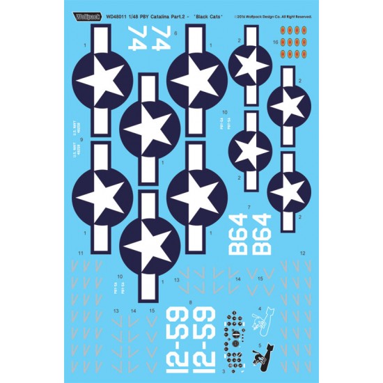 1/48 PBY Catalina Decals Part.2 "Black Cat Squadron" (PBY-5A) for Revell kit